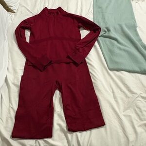 Victoria’s Secret Pink Active Burgundy Top and Leggings Set